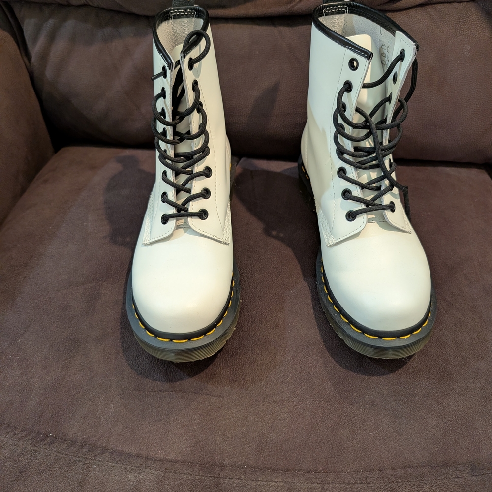 Dr. Martens White Leather Combat Boots